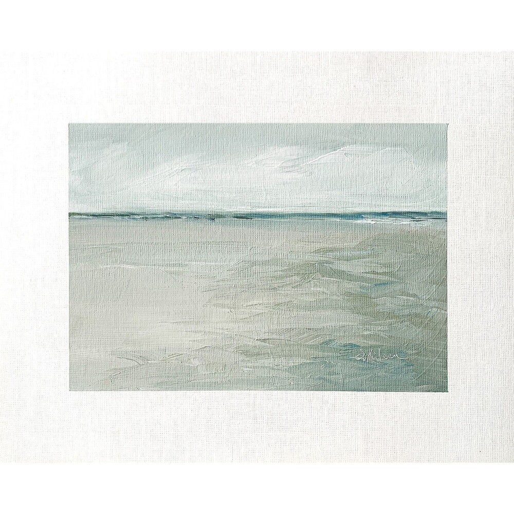 8x10 Original Seascape Oil Painting Neutral Coast Impressionist Landscape Signed